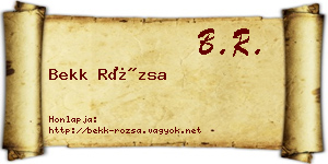 Bekk Rózsa névjegykártya
